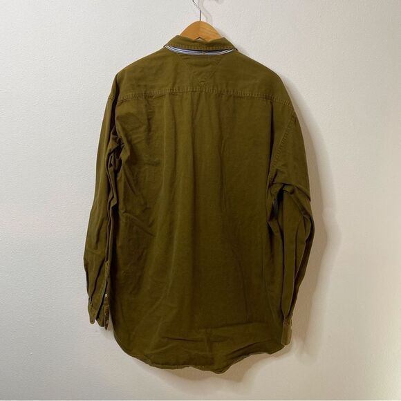 Tommy Hilfiger Mens Long Sleeve Button Up Cotton Khaki Shirt Sz XL - Picture 12 of 13